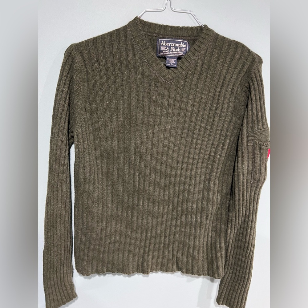 Abercrombie and Fitch army green long sleeve sweater large